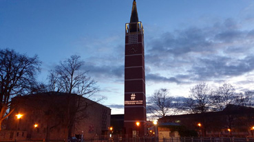Bild: Illumination auf der Stadtkirche in Pfprzheim (Foto: privat)