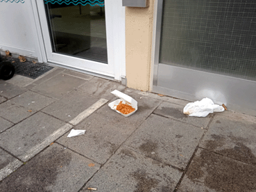 Bild: Kein schner Anblick : achtlos weggeworfener Fastfoodml in der Nordstadt (Foto: ron) 