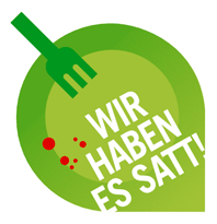 Bild: -----  Das Wir haben es satt!-Logo zeigt einen Gr�nen Teller mit Gabel und der Aufschrift "Wir haben es satt!"